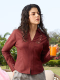 Women Slim Fit Printed Rust Shirts
